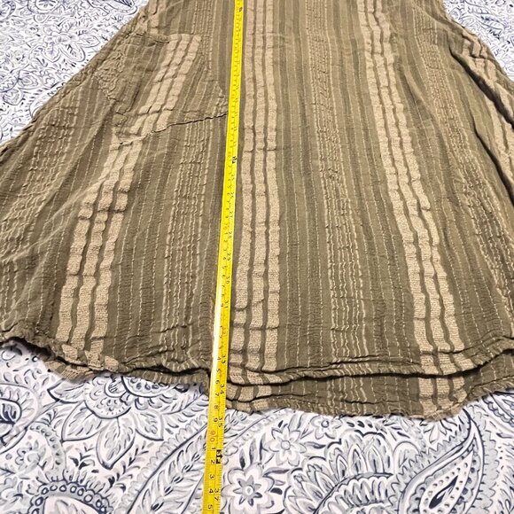 boho 100% cotton green /gold tunic dress/top - one pocket - size 'one size' - Picture 7 of 8